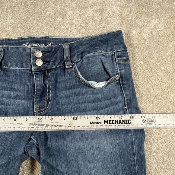 American Eagle Womens Artist Flare Jeans 10 Long (FITS 33 X 32) Stretch Distress - Picture 10 of 11